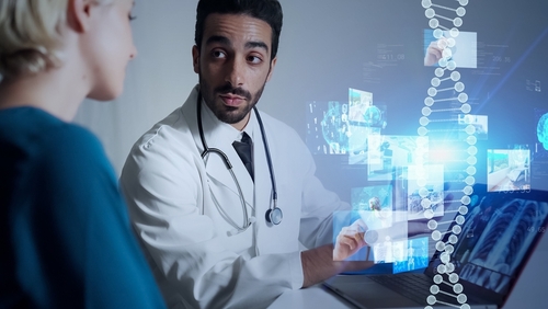 Concept image of regenerative meds with dna graphics